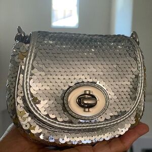 Limited edition Coach Poppy Evening Sequined Silver Purse